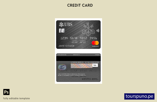 lista para imprimir plantilla de mastercard del banco UBS de Mónaco